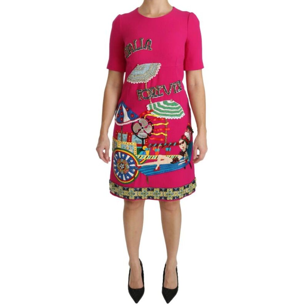 Dolce & Gabbana Pink Italia Forever Crystal Sheath Women's Dress